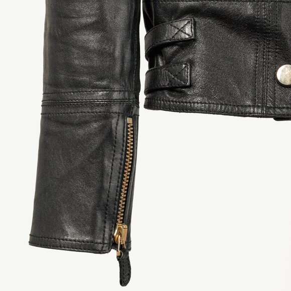 Gucci Black Leather Double-Breasted Moto Jacket - Picture 7 of 13